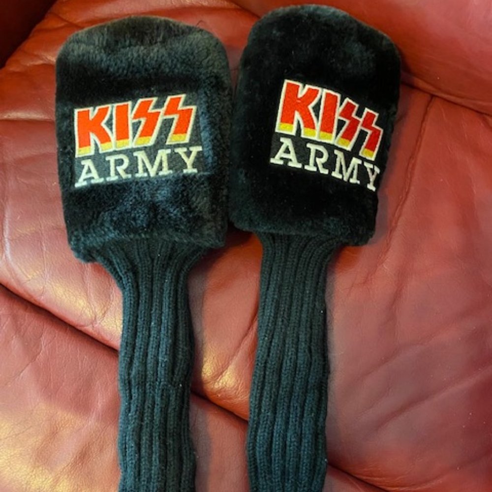 Set of 2-1996 KISS ARMY Rock and Roll Band Golf Club Head Covers 1 & X
